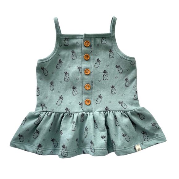 Little Road Co NWT Aruba Pineapple Button Peplum Tank. Size 5 - Picture 1 of 4